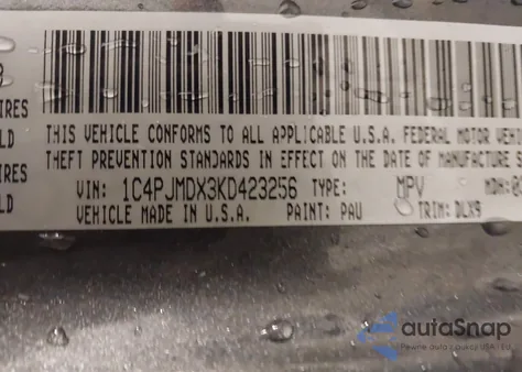 2019 Jeep Cherokee Limited 4X4 z USA, uszkodzony, nr VIN 1C4PJMDX3KD423256